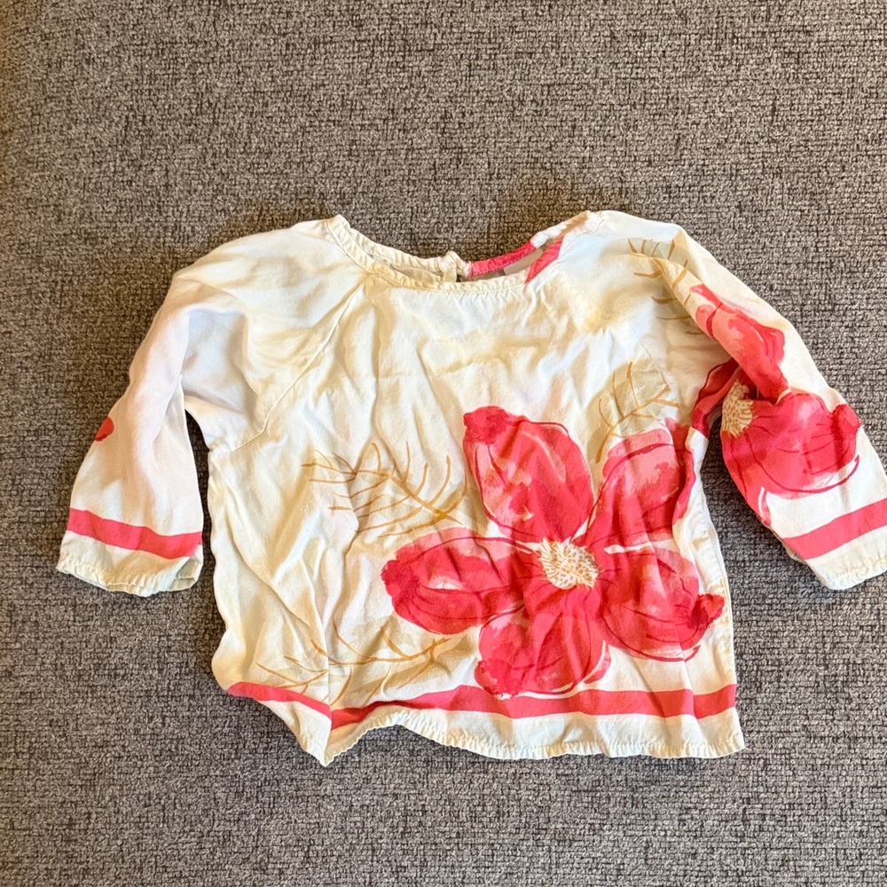 GAP Kids Floral Blouse - Cream and Red